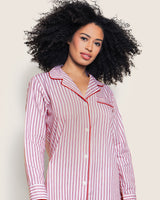 Women's Nightshirt in Antique Red Ticking - HoneyBug 