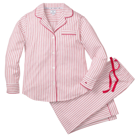 Women's Twill Pajama Set in Antique Red Ticking - HoneyBug 