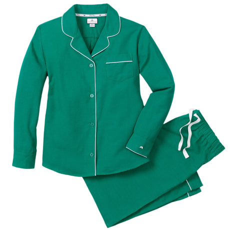Women's Flannel Pajama Set in Forest Green - HoneyBug 