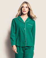 Women's Flannel Pajama Set in Forest Green - HoneyBug 