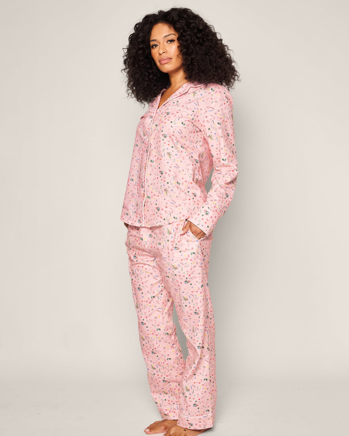Women's Twill Pajama Set in Vintage Sweets - HoneyBug 