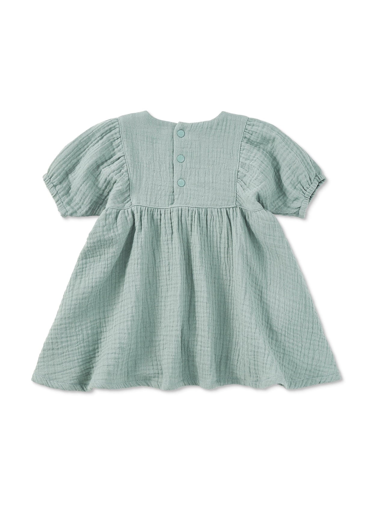 Dress with Puff Sleeves - Teal - HoneyBug 