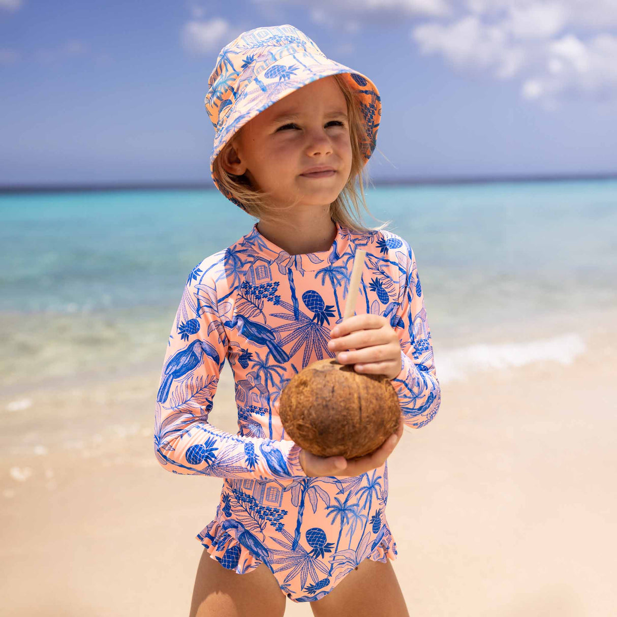 Tropicana Vacay Sustainable Bucket Hat - HoneyBug 