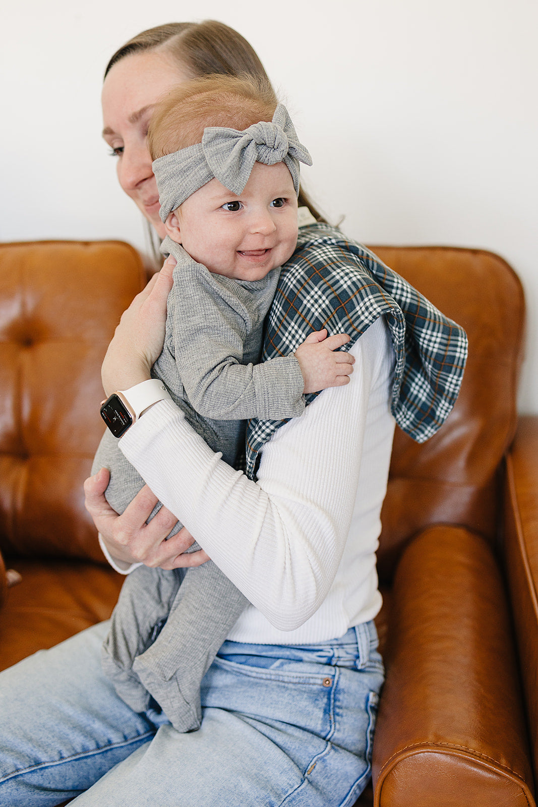 Navy Plaid Muslin Burp Cloth - HoneyBug 