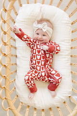 Checkered Hearts Ribbed Bamboo Zipper - HoneyBug 