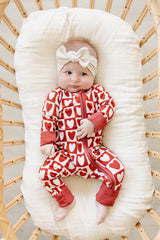 Checkered Hearts Ribbed Bamboo Zipper - HoneyBug 