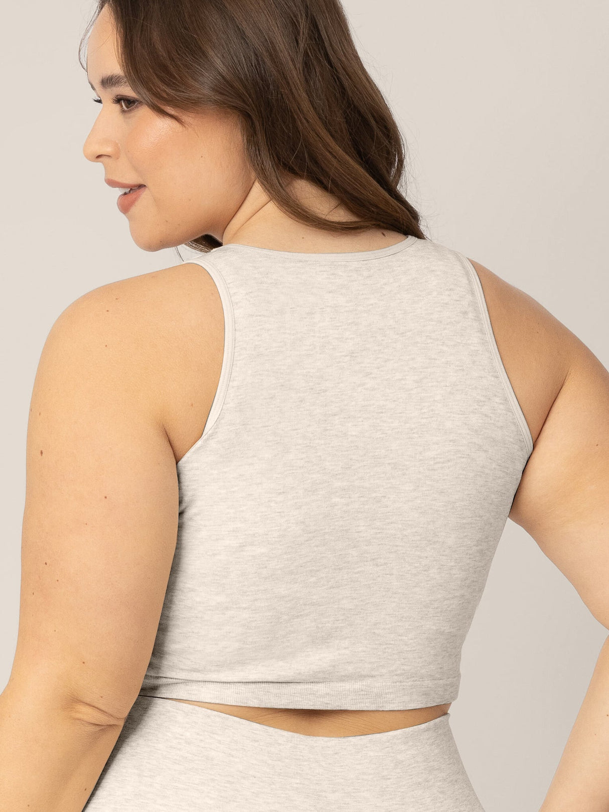 Sublime® Bamboo Maternity & Nursing Longline Bra Top | Oatmeal Heather - HoneyBug 