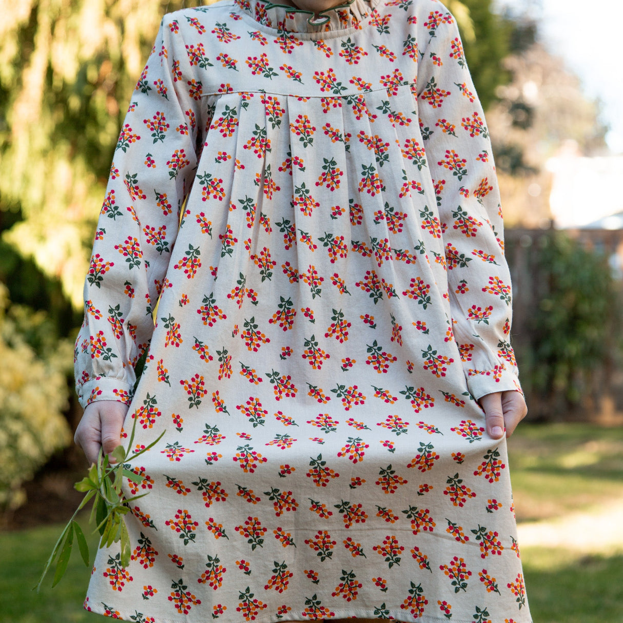 Girls Myrtle Pleated Dress | Autumn Floral - HoneyBug 