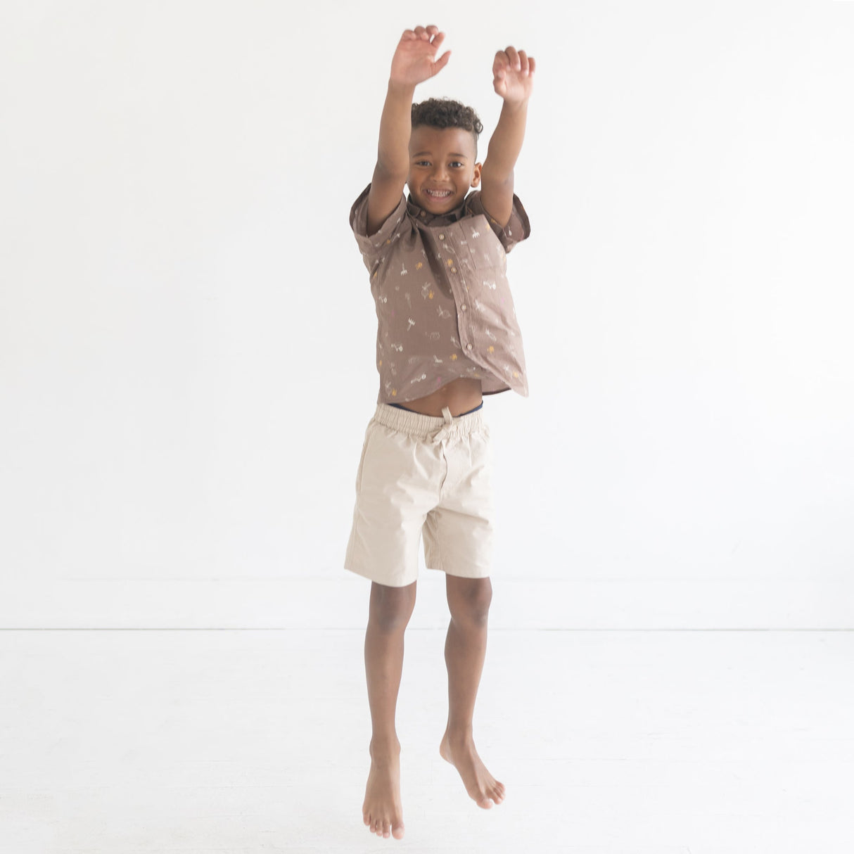 Pull On Straight Shorts | Ecru - HoneyBug 