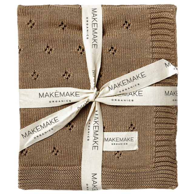 Organic Cotton Pointelle Baby Blanket - Brown - HoneyBug 