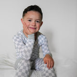 LONG SLEEVE 2 PIECE SETS- Stone Check - HoneyBug 