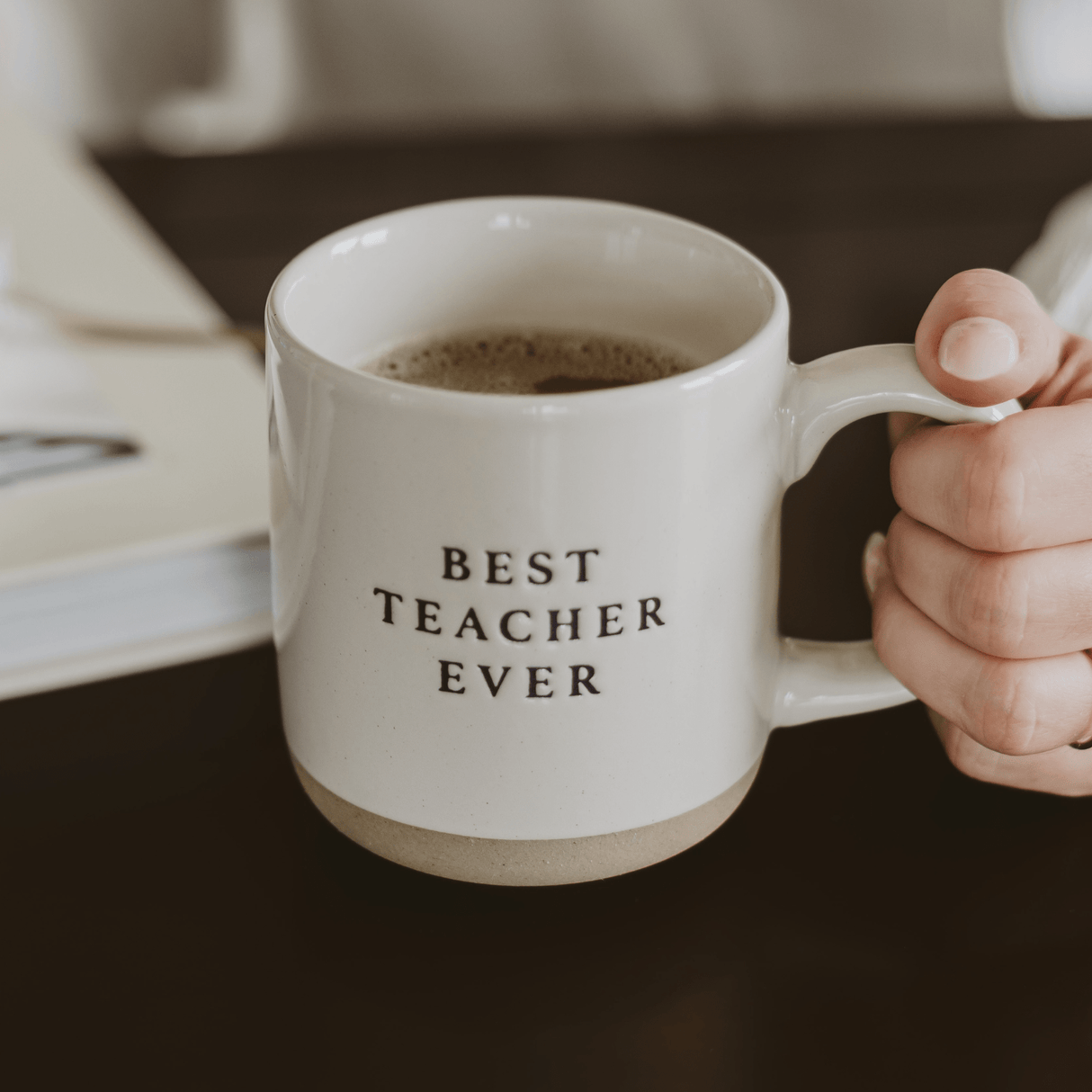Best Teacher Ever 14oz. Stoneware Coffee Mug - HoneyBug 