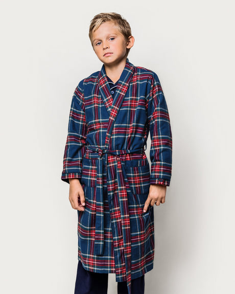 Kid's Brushed Twill Robe in Windsor Tartan - HoneyBug 