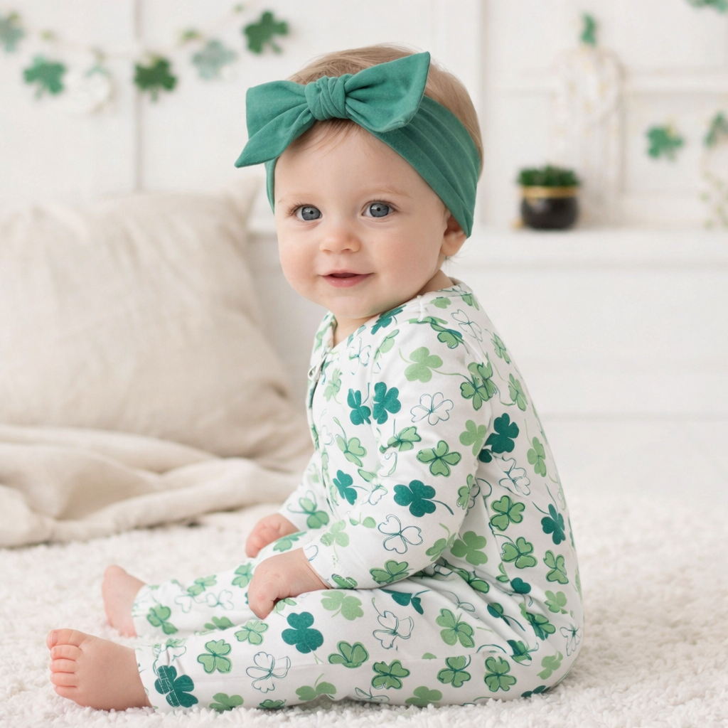 Shamrock Zip Romper – Convertible Cuff Bamboo Sleeper
