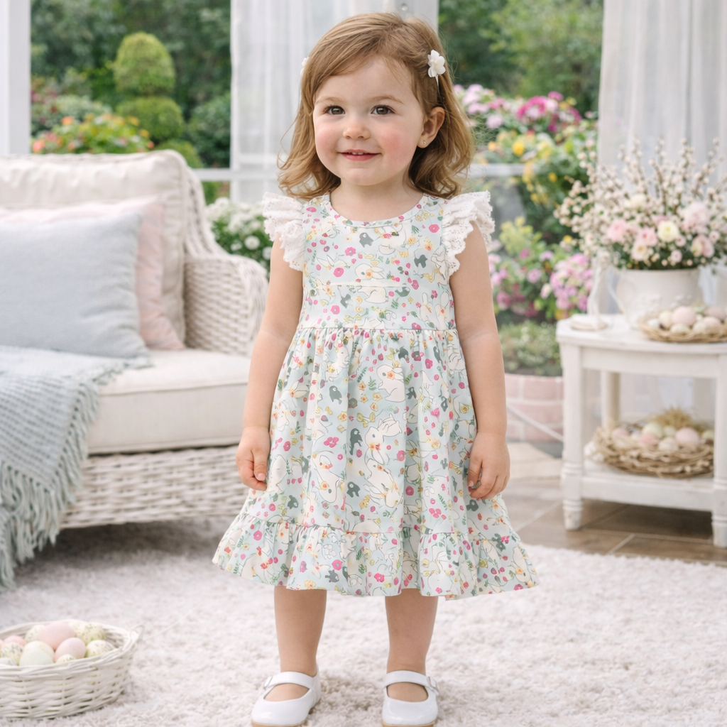 Bunny Garden Dress – Ruffle Hem Bamboo Dress