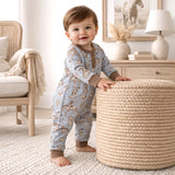 Wild Wrangler/Blue Western Bamboo Henley Cowboy Romper