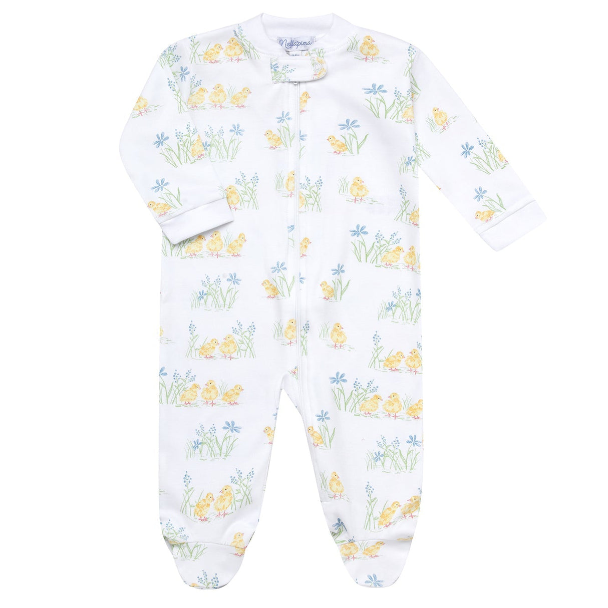 Chicks Print Zipper Footie