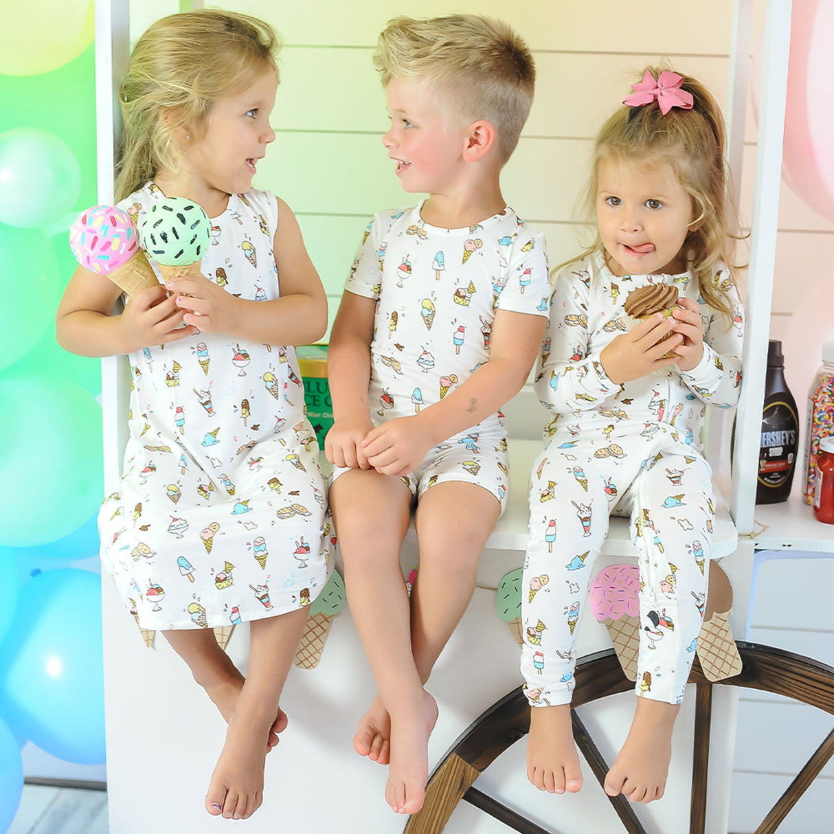 Ice Cream Bamboo Kids Pajama Short Set - HoneyBug 