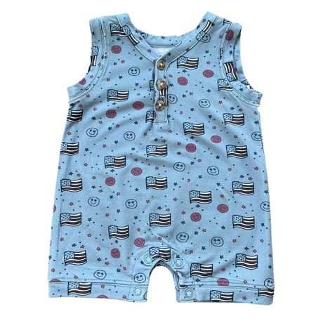 Boy's Sleeveless Romper - HoneyBug 
