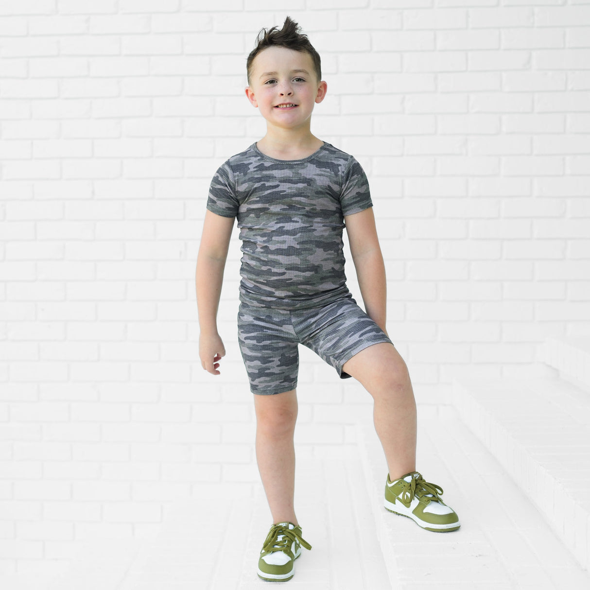 TWO PIECE SHORTIE SET- Chris Camo Ribbed - HoneyBug 