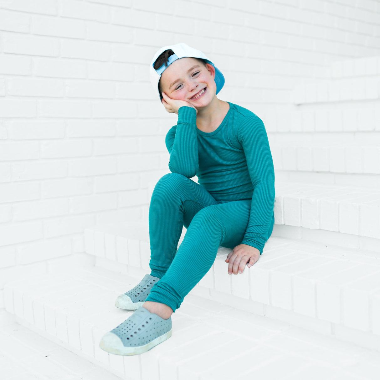 LONG SLEEVE 2 PIECE SETS- Peacock Ribbed - HoneyBug 