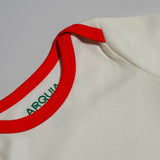 100% Peruvian Pima Cotton White with Engine Red Long Sleeve Snap Bodysuit - HoneyBug 