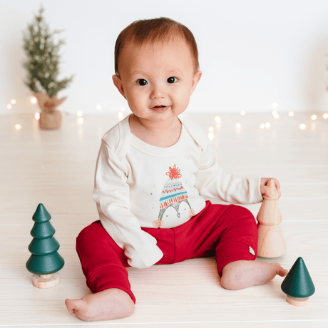 graphic bodysuit | holiday penguin (long sleeve) - HoneyBug 