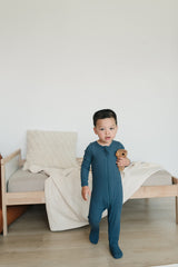 Navy Organic Cotton Ribbed Zipper - HoneyBug 