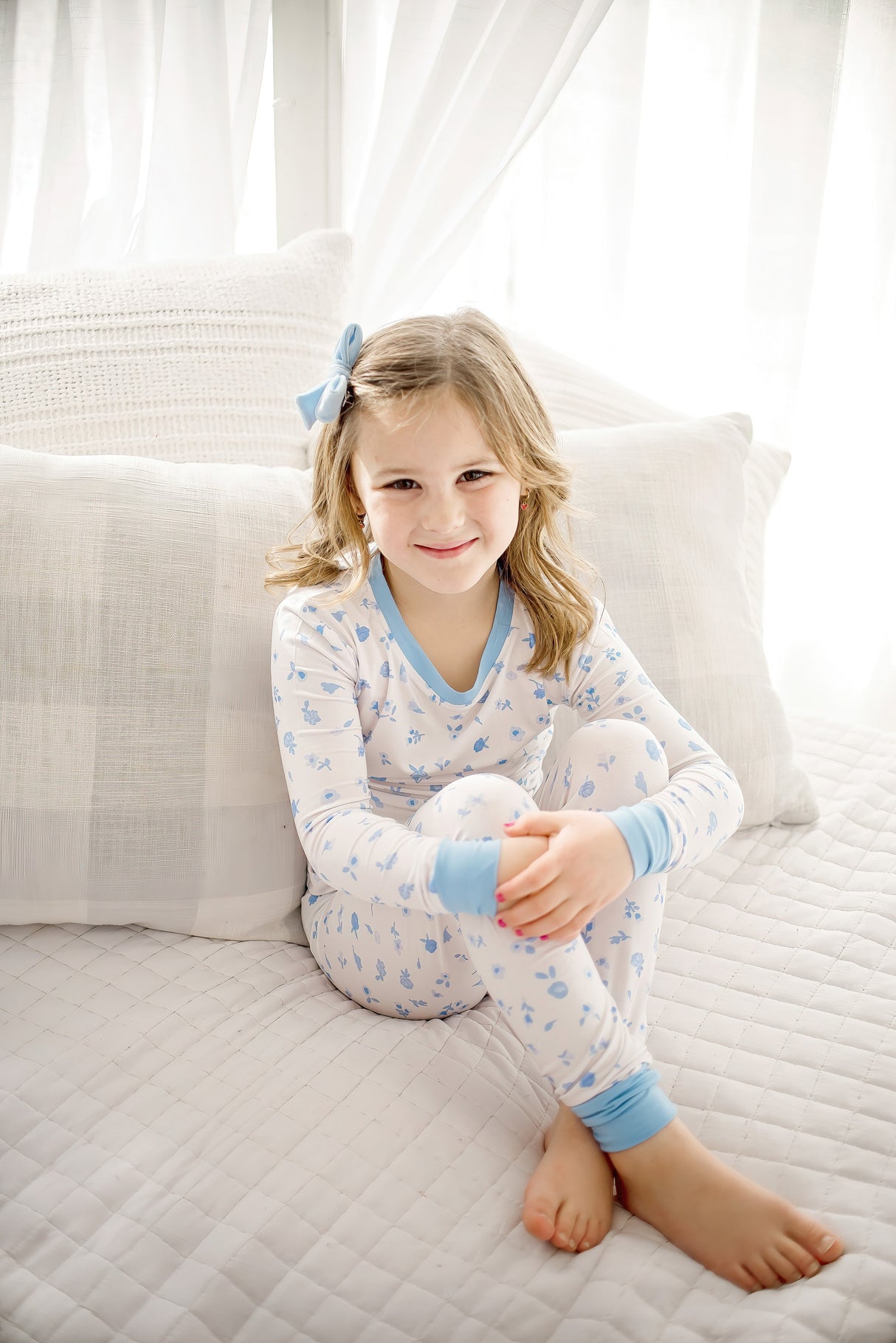 Ditsy Blue Floral | Two-Piece Pajama Set - HoneyBug 