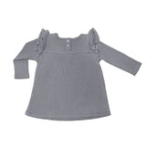 Waffle Long Sleeve Dress - Smoke - HoneyBug 