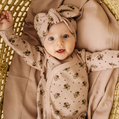 Organic Headwrap - Rose Ditsy - HoneyBug 