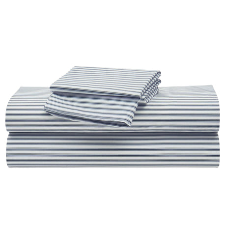 Luxe Premium Cotton Navy French Ticking Bed Sheets - HoneyBug 