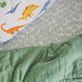 Cotton Muslin Toddler Bedding 3 Piece Set - Dino Names - HoneyBug 