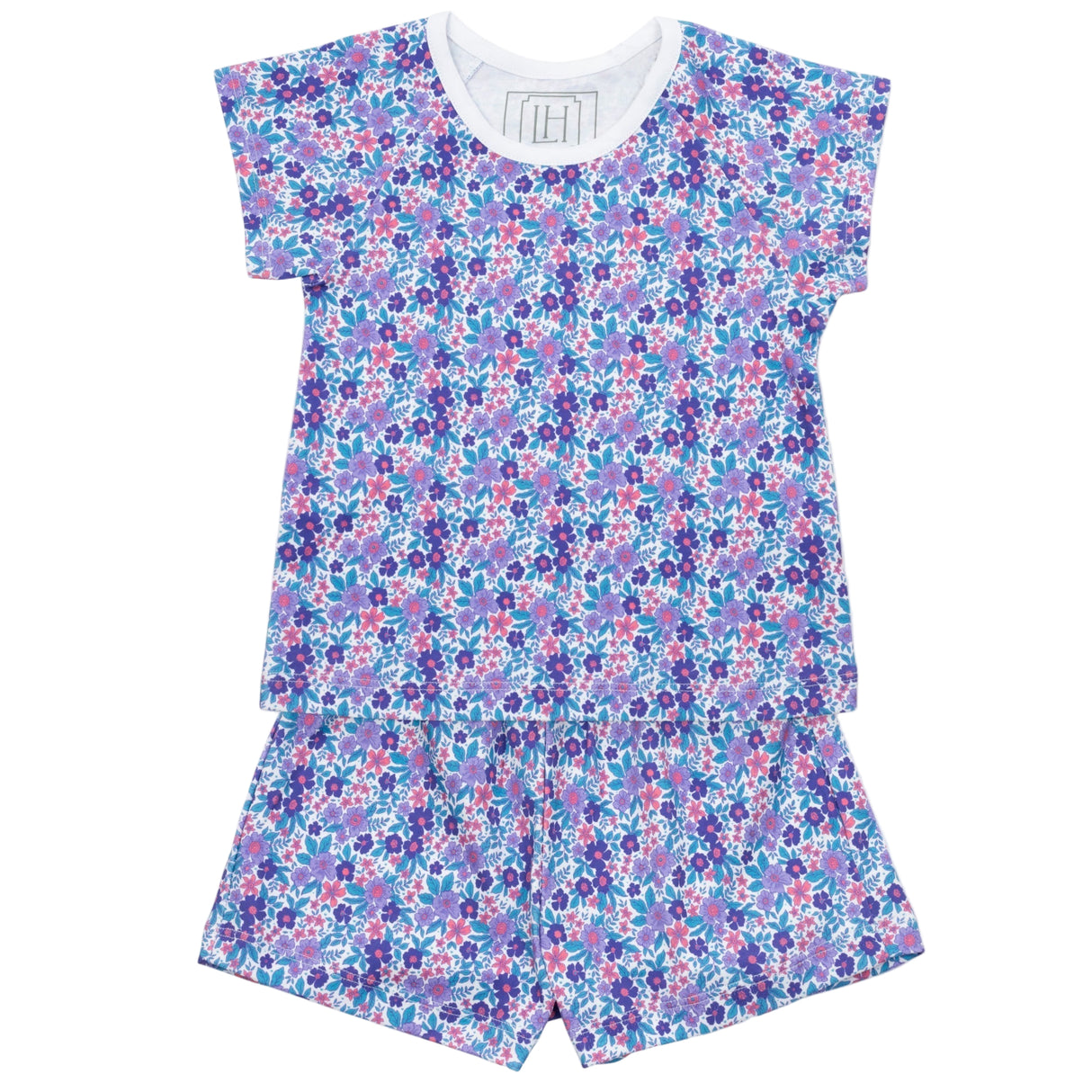 Emery Girls' Short Set - Blackberry Floral - HoneyBug 