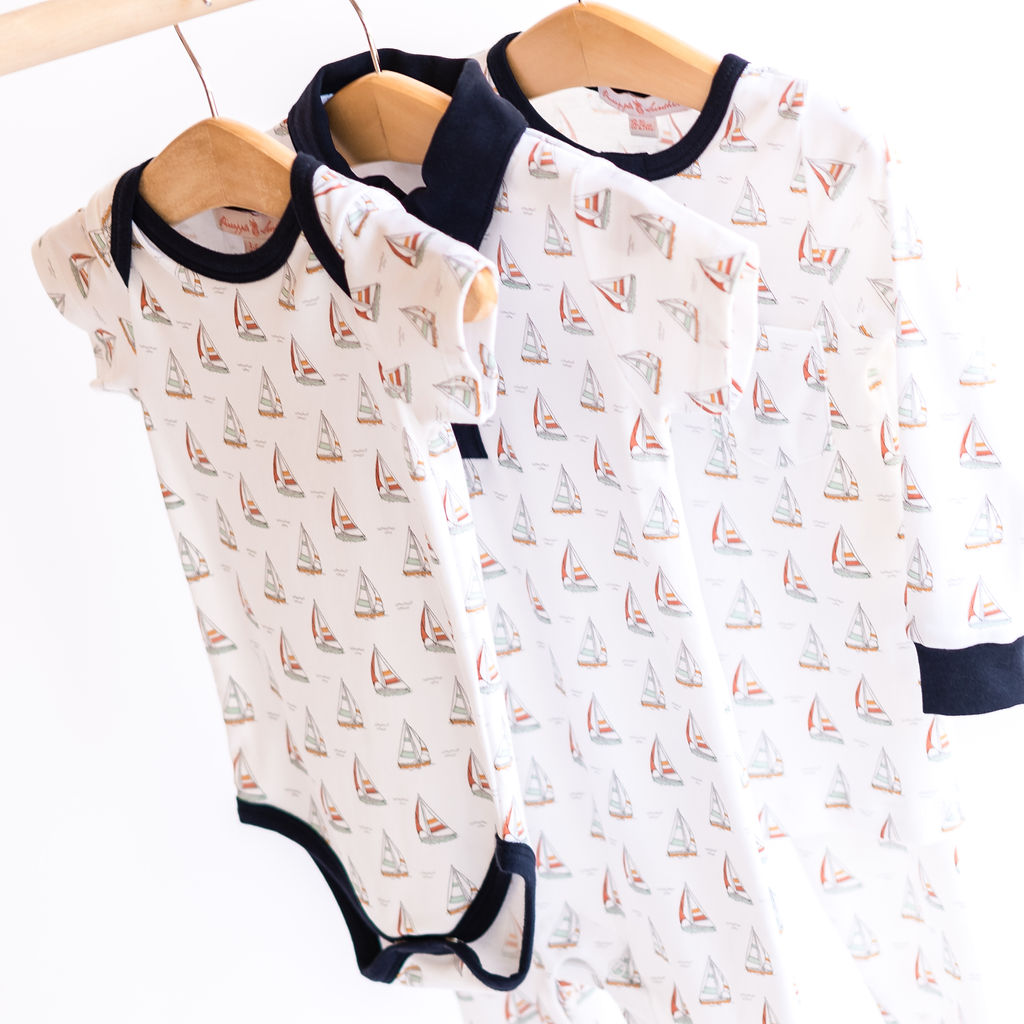 Sailboat Romper with Collar - HoneyBug 