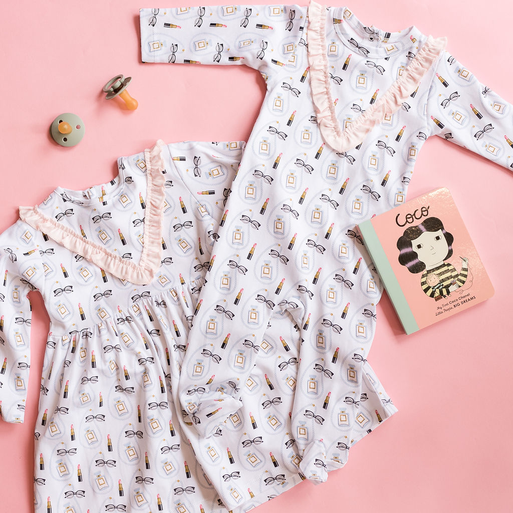 Coco Print Dress with Ruffle - HoneyBug 