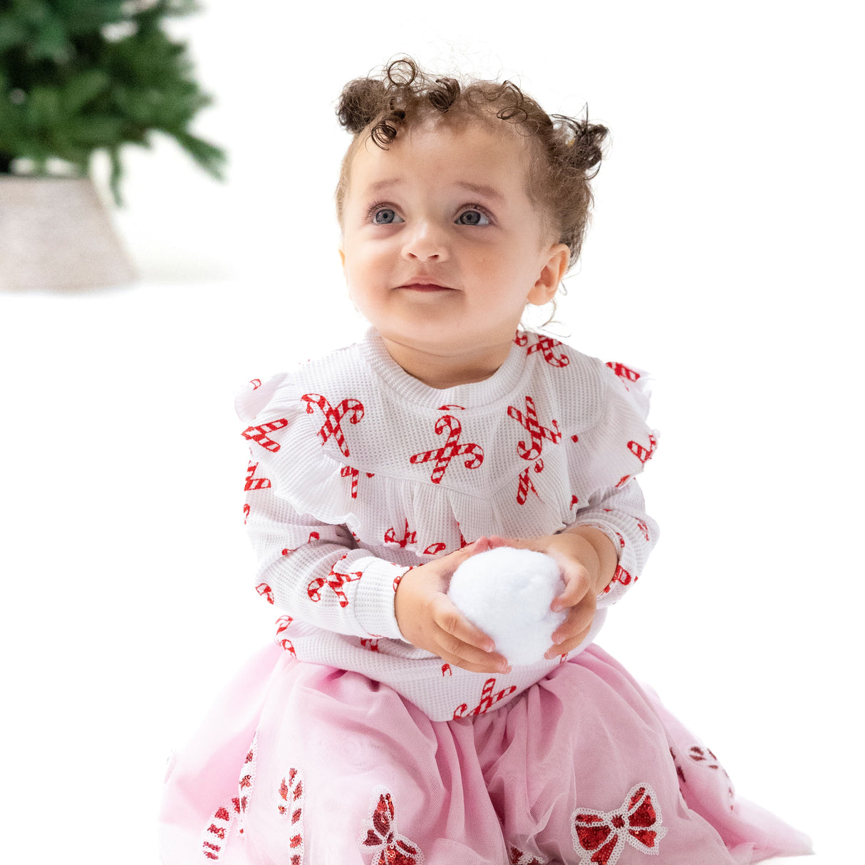 Candy Canes  - V Ruffle Top - HoneyBug 