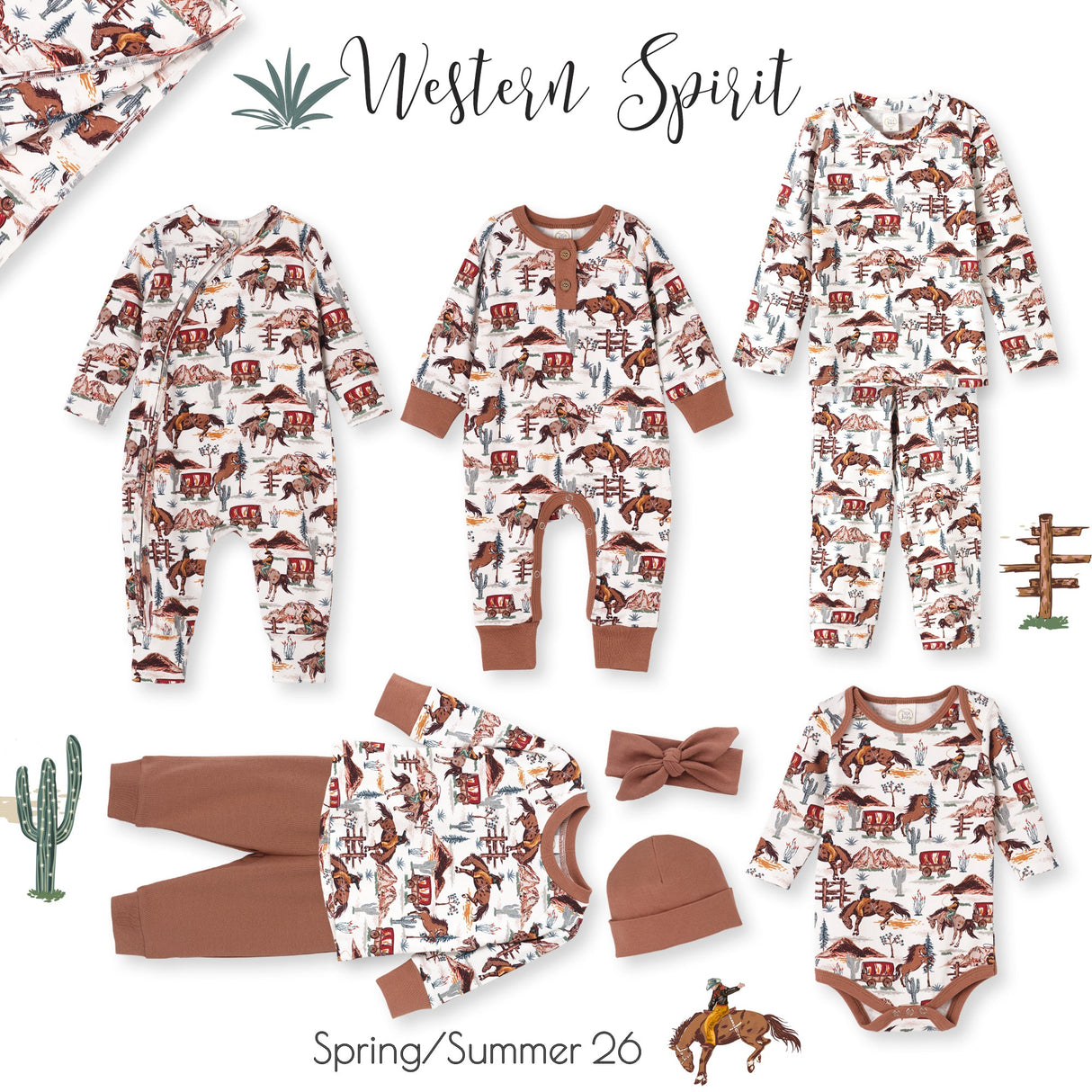Cowboy Western Spirit Baby Boy Bamboo Zipper Romper - HoneyBug 