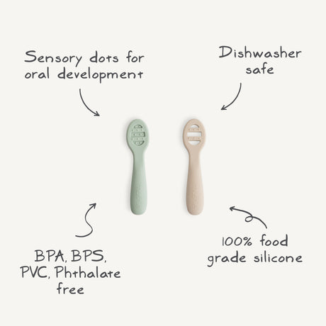First Feeding Baby Spoons 2-Pack - Tradewinds/Shifting Sand - HoneyBug 