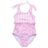 Pink Sea Shoulder Tie Swimsuit - HoneyBug 