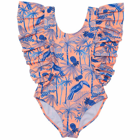 Tropicana Vacay Sustainable Wide Frill Swimsuit - HoneyBug 