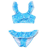 Santorini Blue Frill Crop Bikini - HoneyBug 