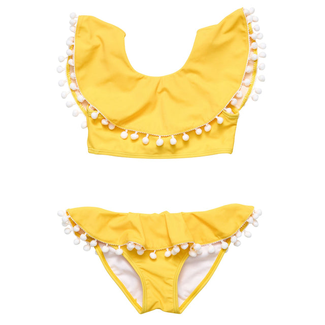 Hello Yellow Flounce Bikini - HoneyBug 