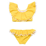 Hello Yellow Flounce Bikini - HoneyBug 