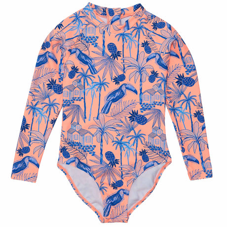 Tropicana Vacay Sustainable LS Surf Suit - HoneyBug 