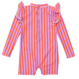 Stripy Sunset Sustainable LS Sunsuit - HoneyBug 