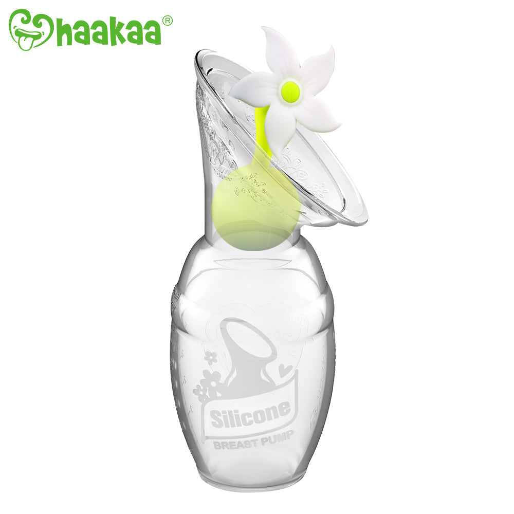 Haakaa Gen 1 Silicone Breast Pump 4 oz and Silicone Flower Stopper Set - HoneyBug 