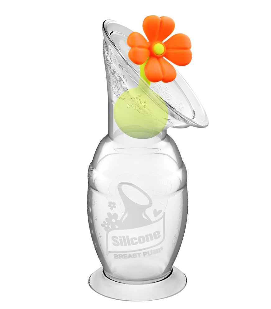 Haakaa Gen 2 Silicone Breast Pump with Suction Base 4 oz and Silicone Flower Stopper Set - HoneyBug 