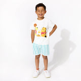 Blue Stripes Bamboo Terry Kids Daywear Shorts - HoneyBug 