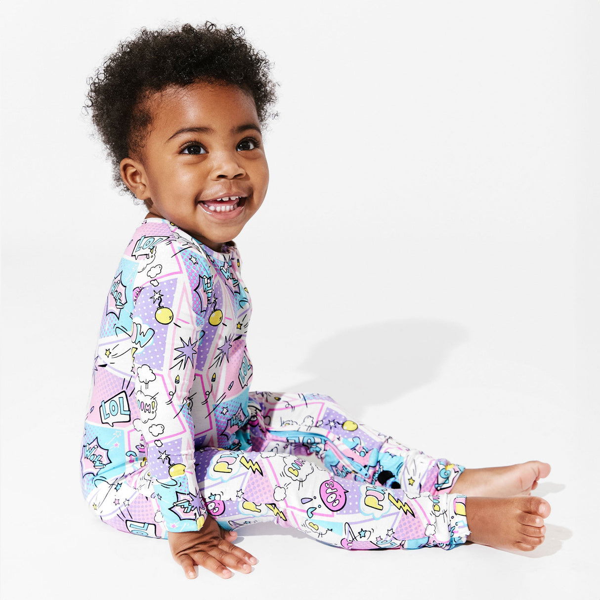 Comic Purple Bamboo Convertible Footie - HoneyBug 